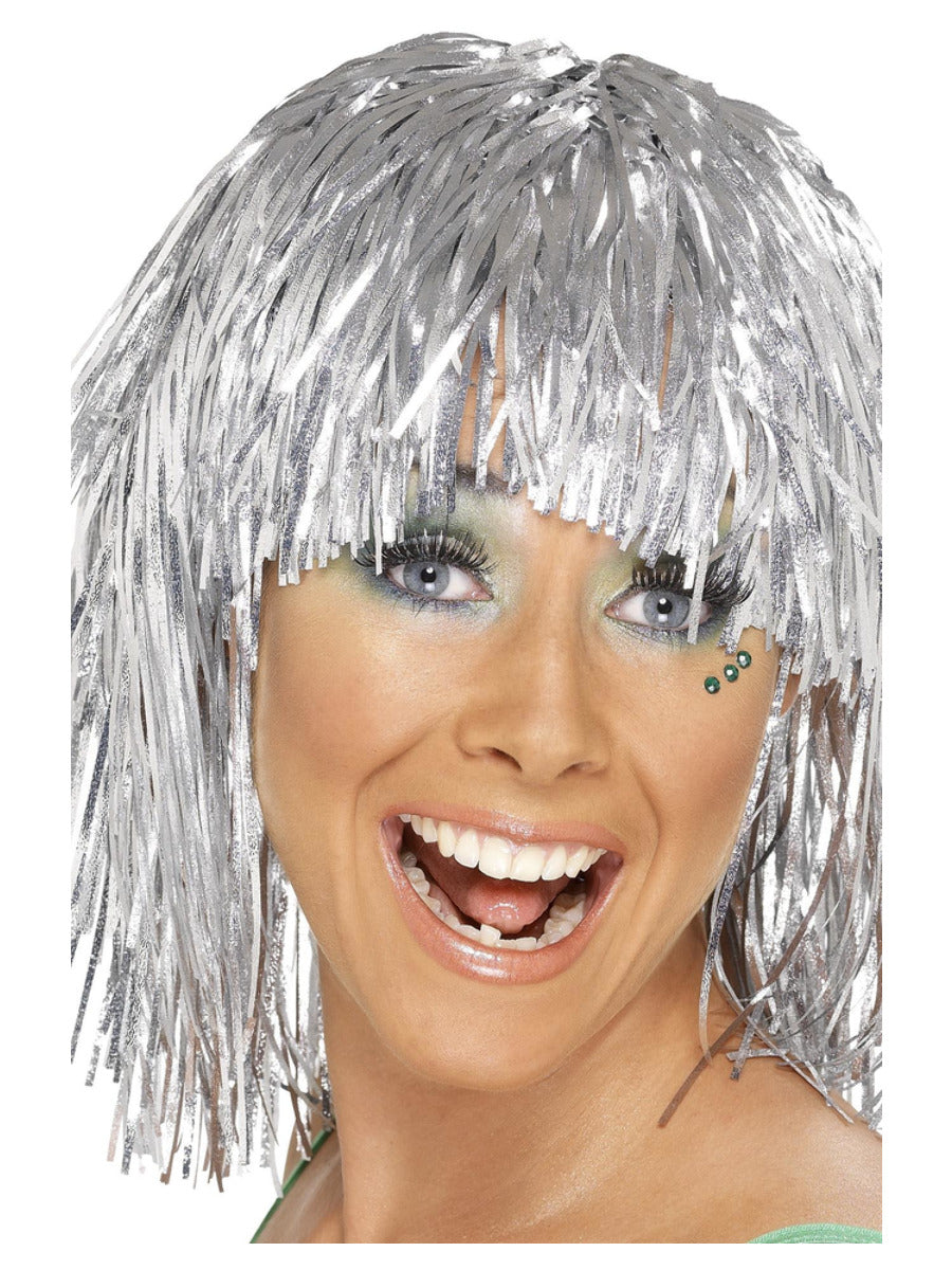 Cyber Tinsel Wig, Silver - 1