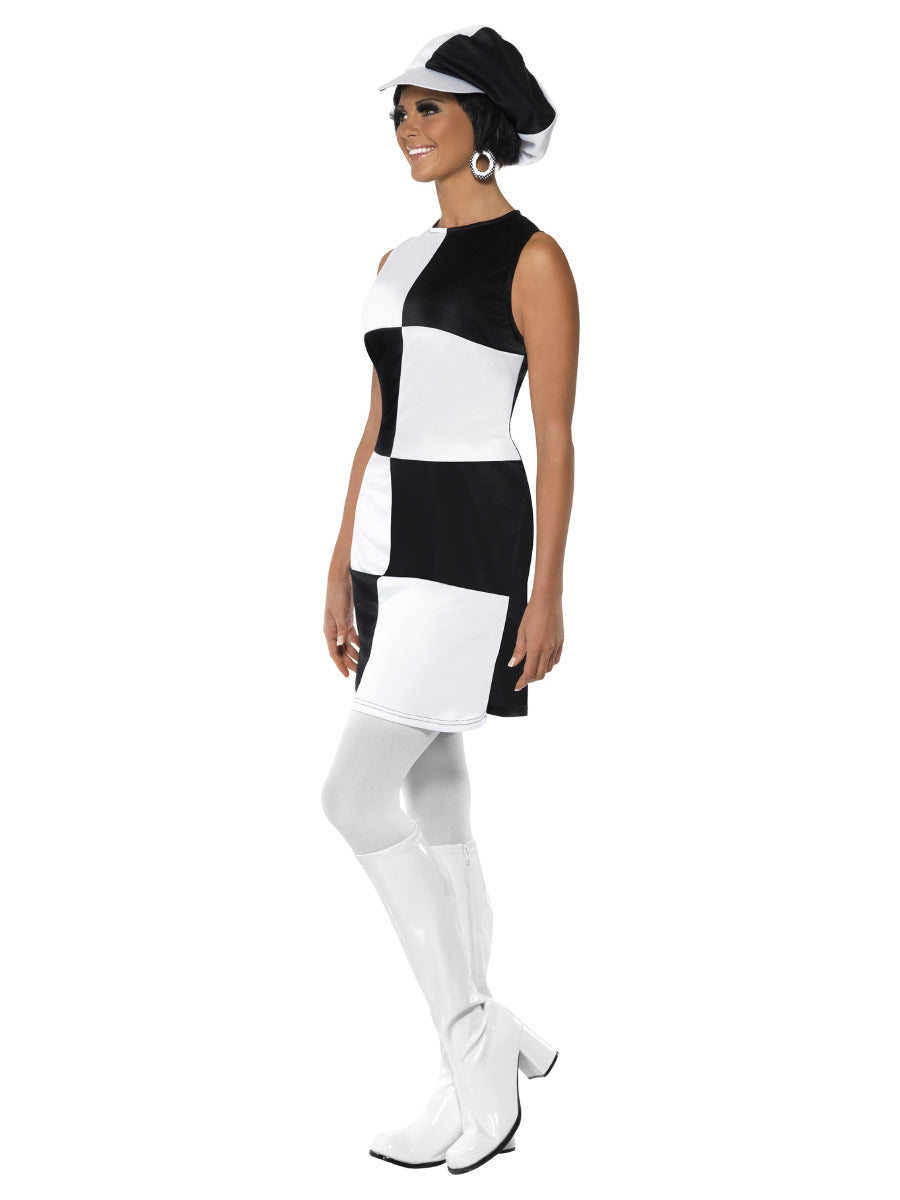 60s Party Girl Costume, Black & White - 4