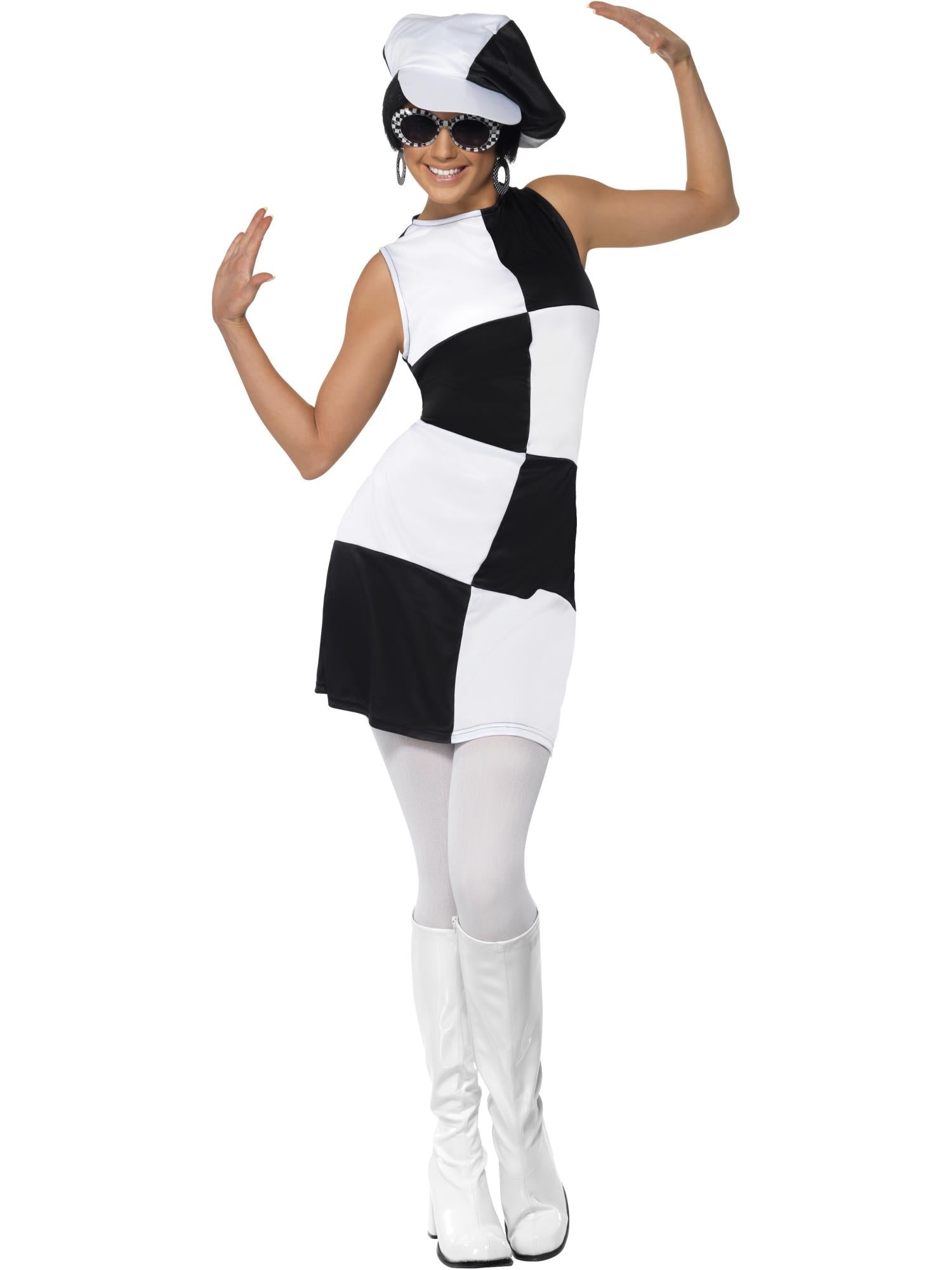 60s Party Girl Costume, Black & White 1