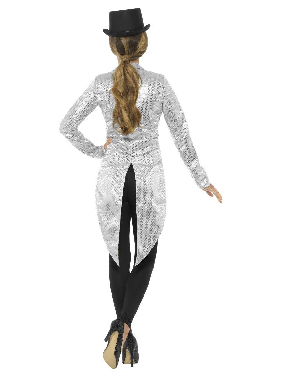 Sequin Tailcoat Jacket, Ladies, Silver - 3