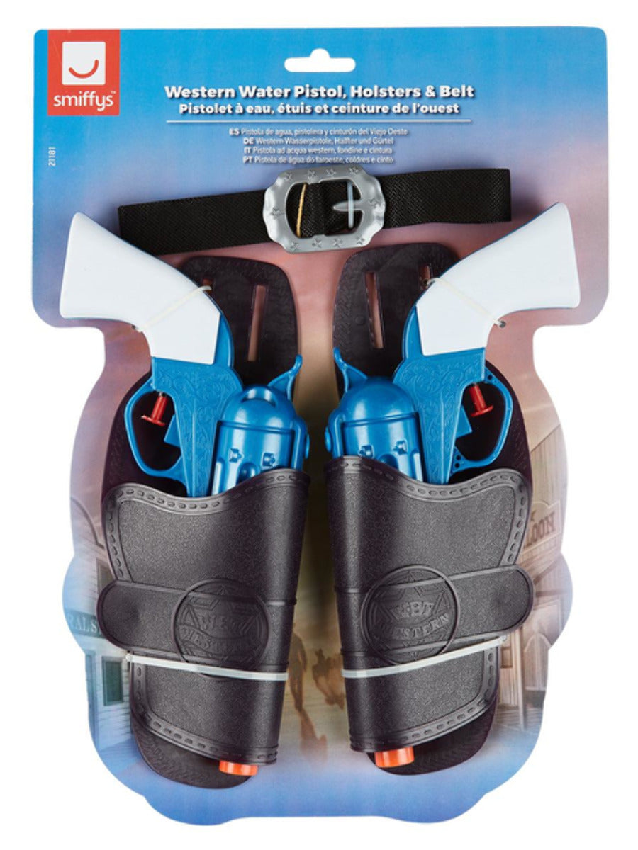 Western Water Pistol, Holsters & Belt, Blue - 3