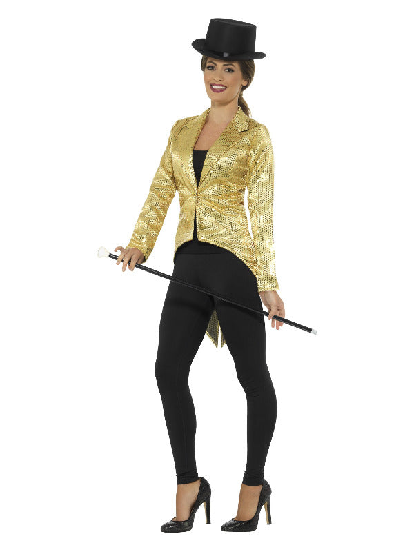 Sequin Tailcoat Jacket, Ladies, Gold - 2