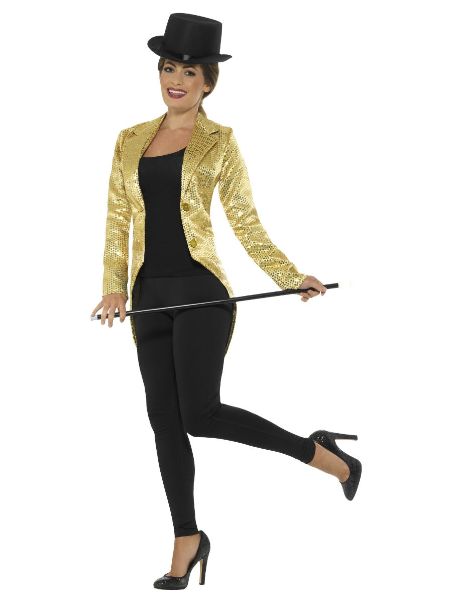 Sequin Tailcoat Jacket, Ladies, Gold - 5