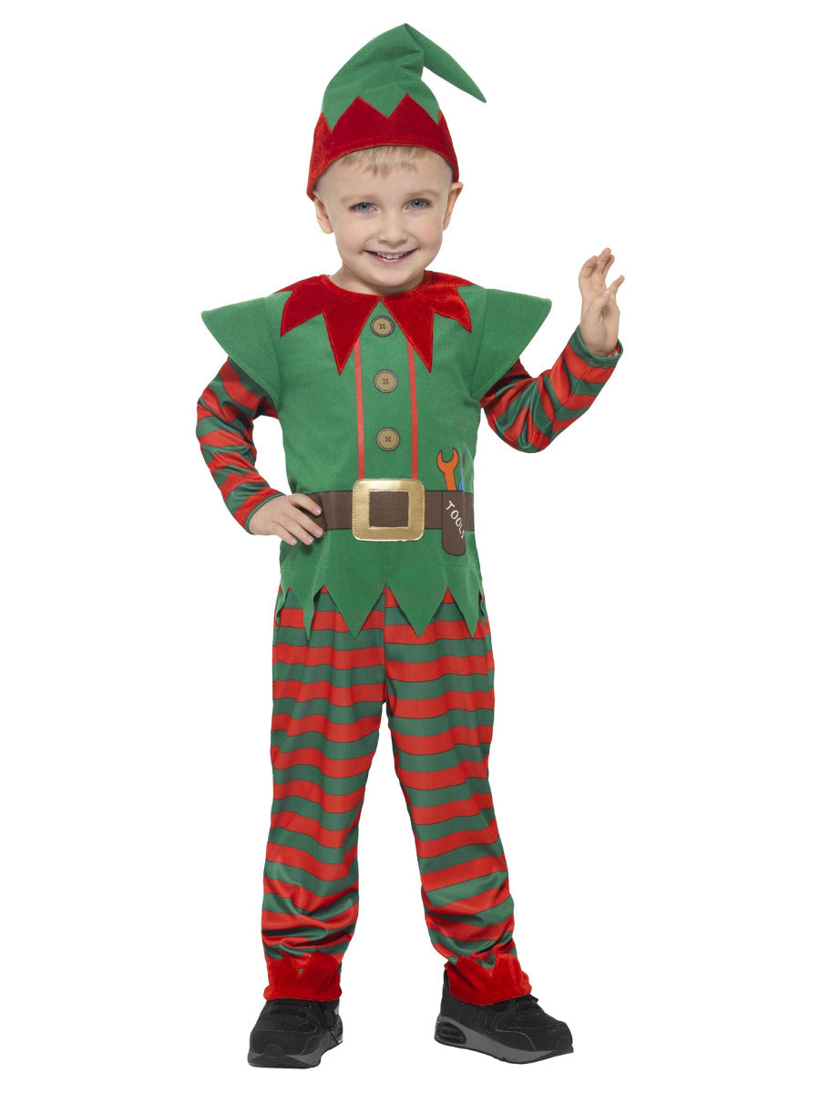 Elf Toddler Costume, Red & Green - 1