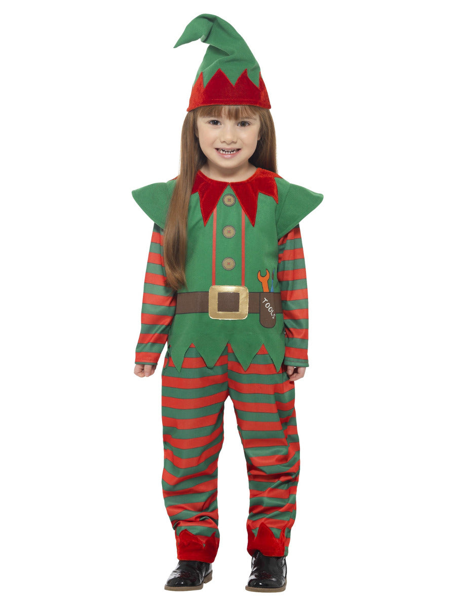 Elf Toddler Costume, Red & Green - 5