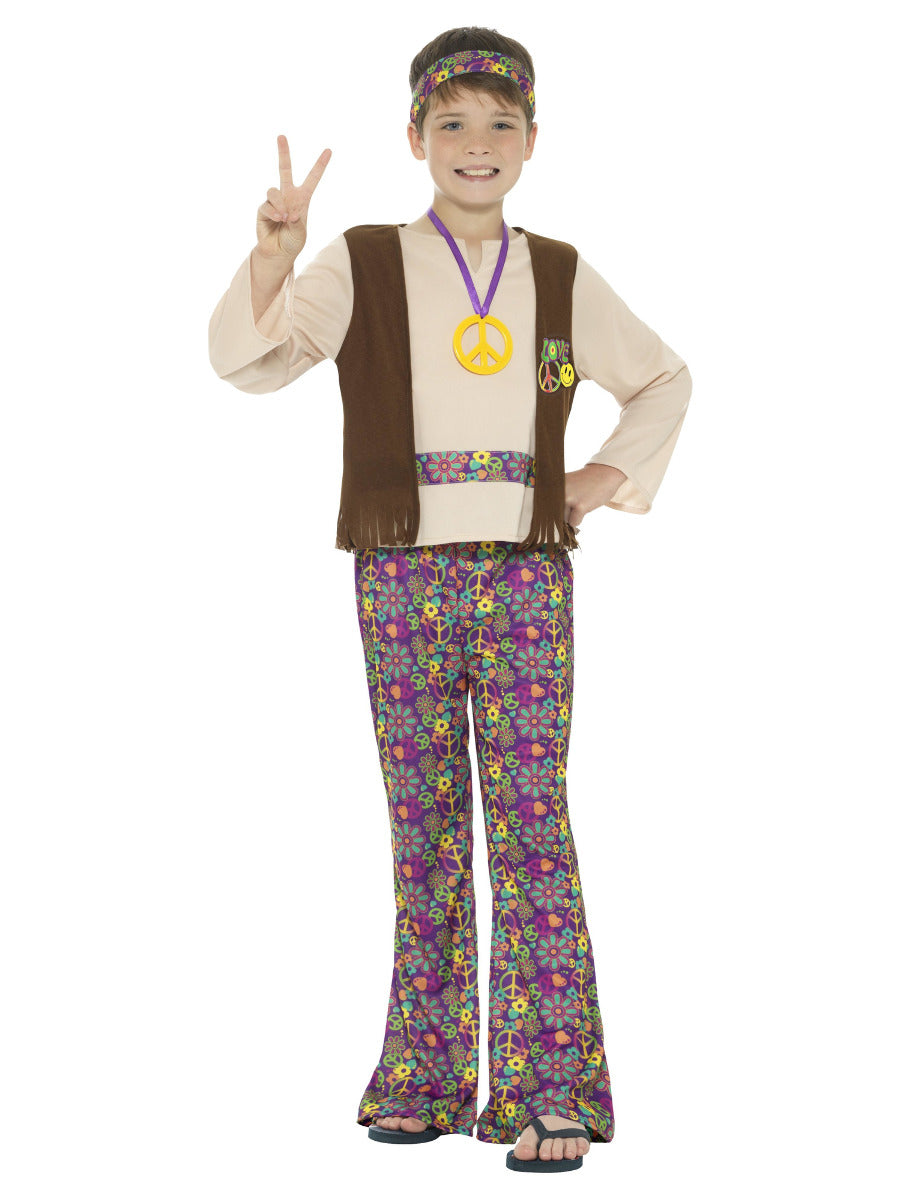 Hippie Boy Costume, with Top, Attached Waistcoat,  - 1