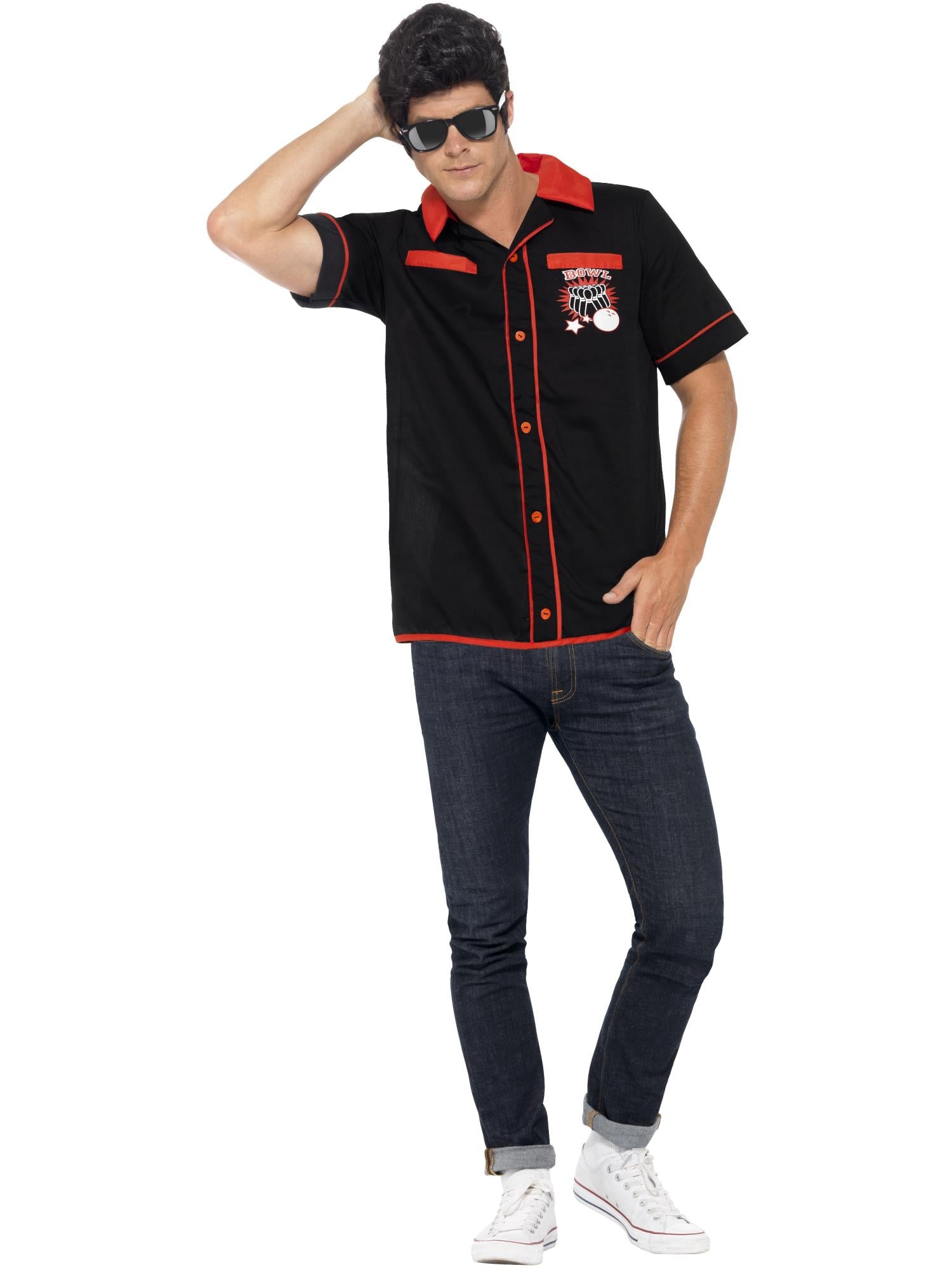 50s Bowling Shirt, Black 1
