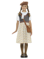 Evacuee School Girl Costume, Grey - 1