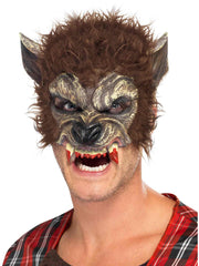 Werewolf Half Face Latex Mask, Brown 1