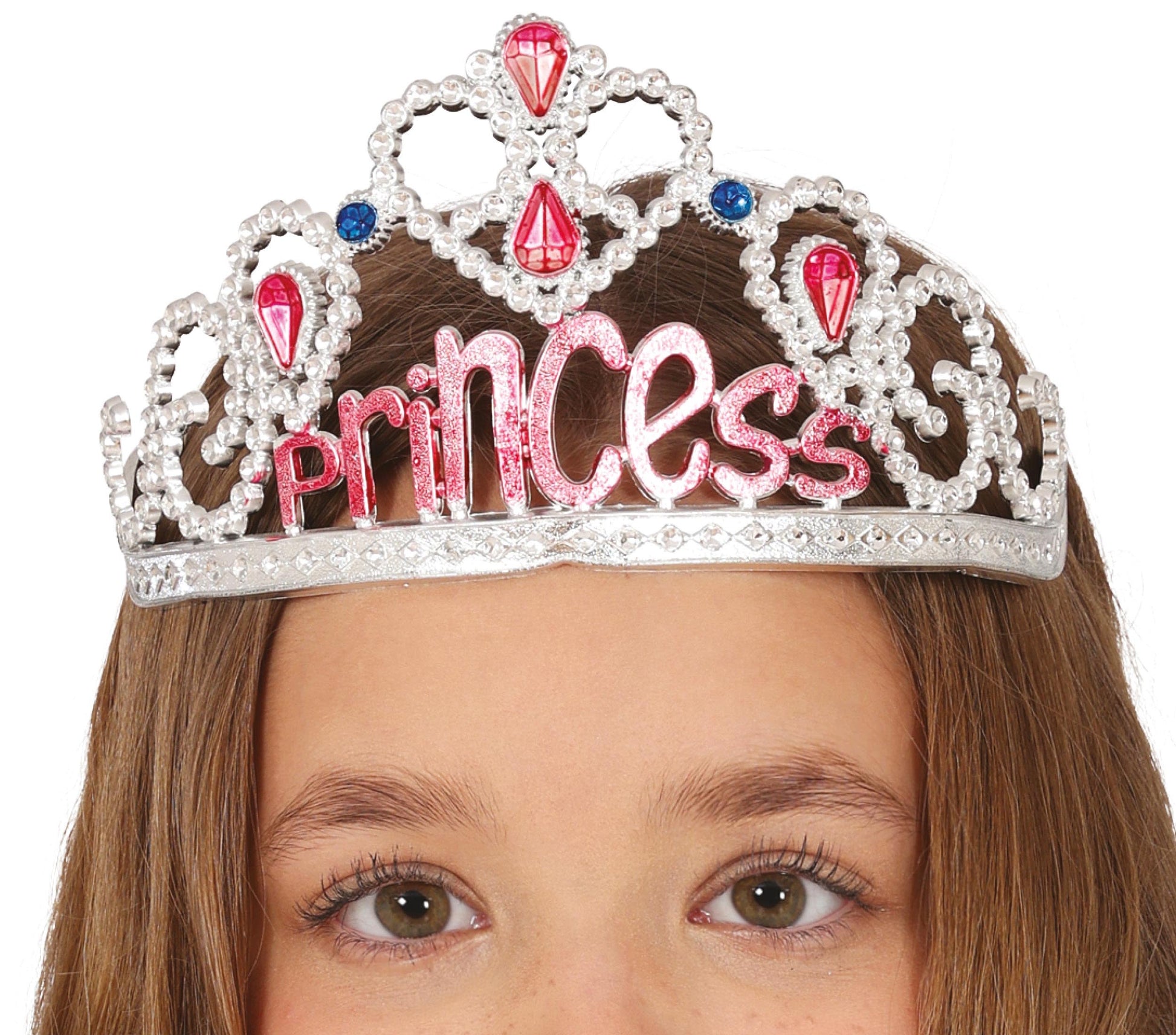 SILVER PRINCESS TIARA WITH GEMSTONES, CHILDREN