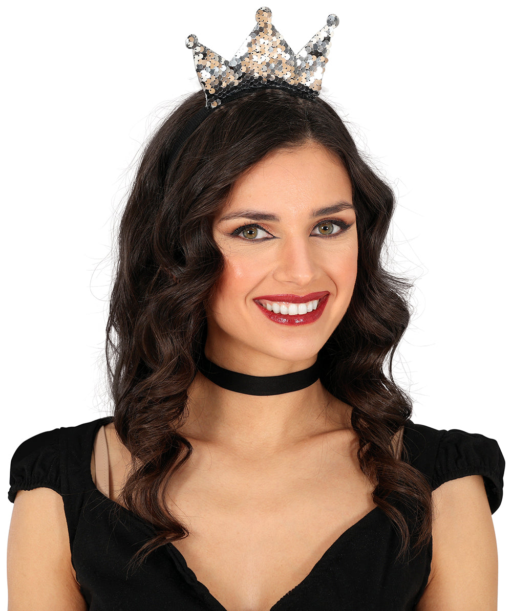 SILVER SEQUIN CROWN HEADBAND, ADULTS