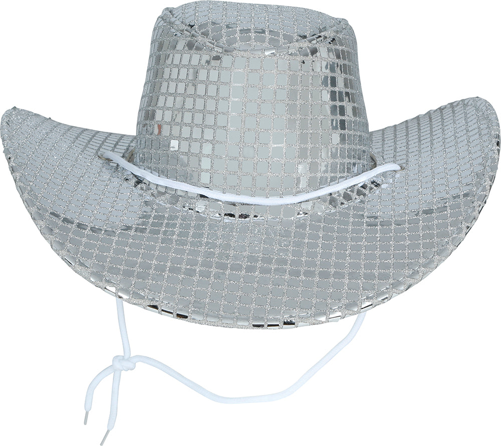 80S SILVER DISCO COWBOY HAT, ADULT
