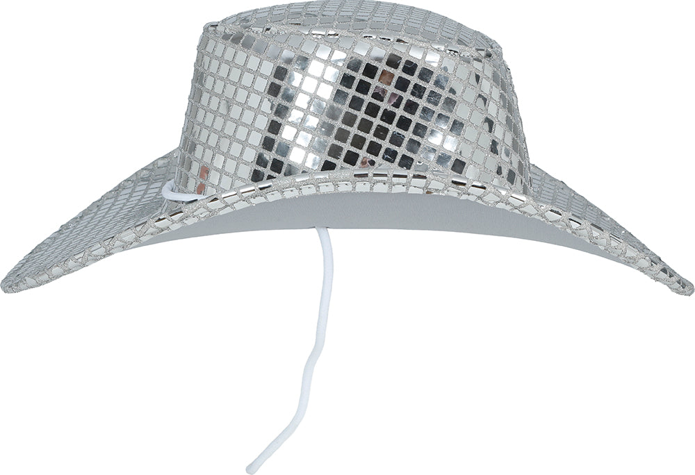80S SILVER DISCO COWBOY HAT, ADULT
