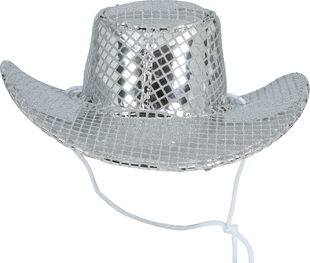 80S SILVER DISCO COWBOY HAT, ADULT