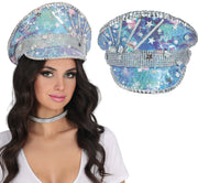 POLICE BLUE HAT WITH PEARLS, ADULT