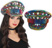 POLICE MULTICOLOR HAT WITH STUDS, ADULT