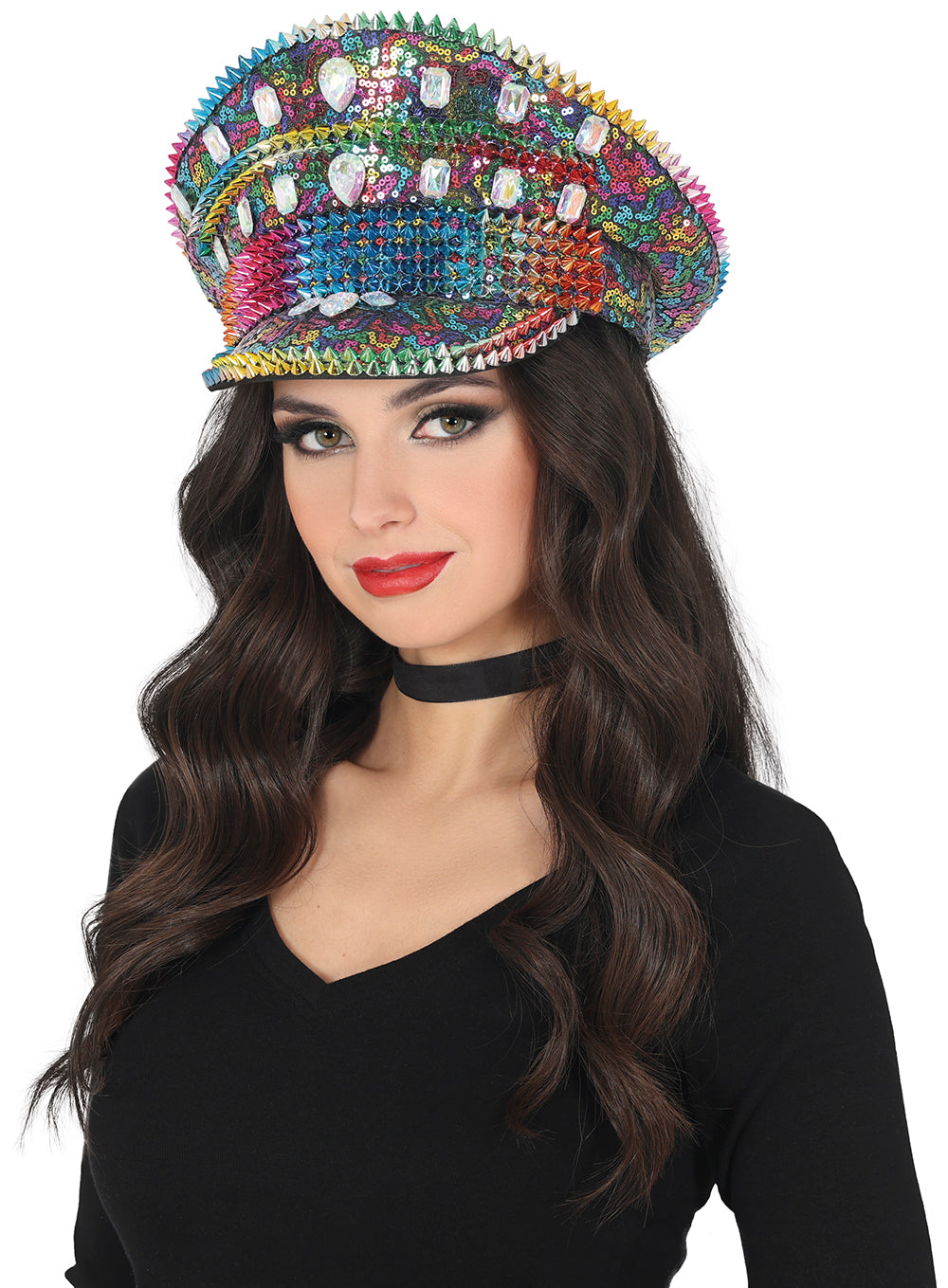 POLICE MULTICOLOR HAT WITH STUDS, ADULT