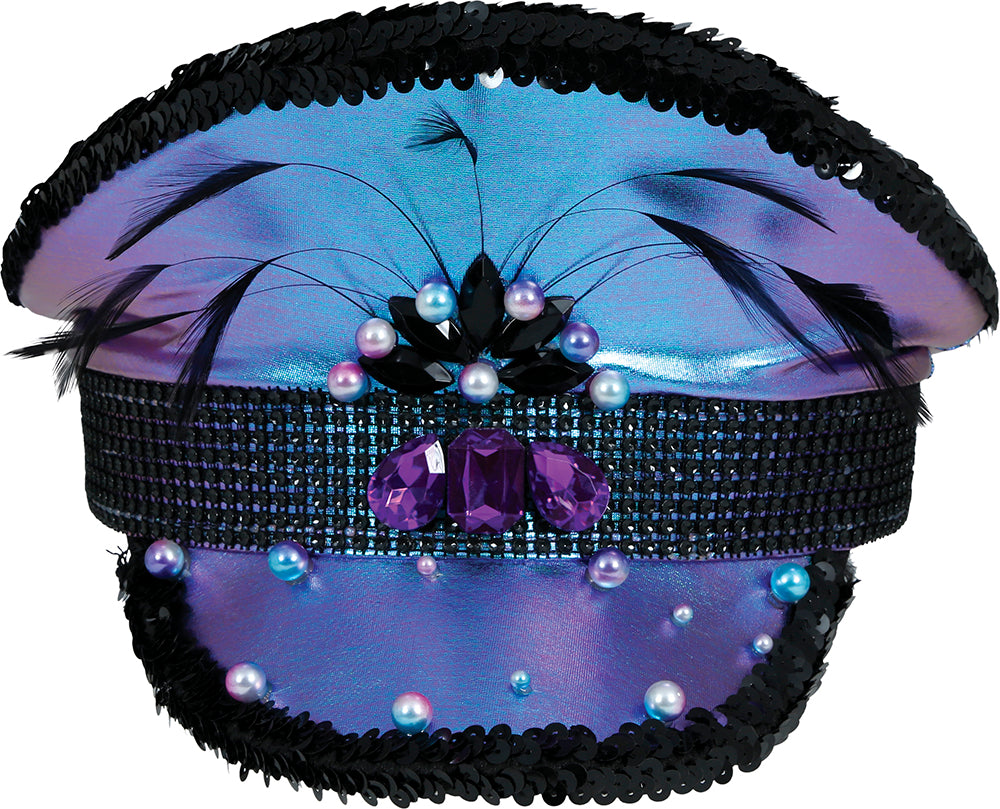 POLICE PURPLE HAT WITH FEATHERS, ADULT