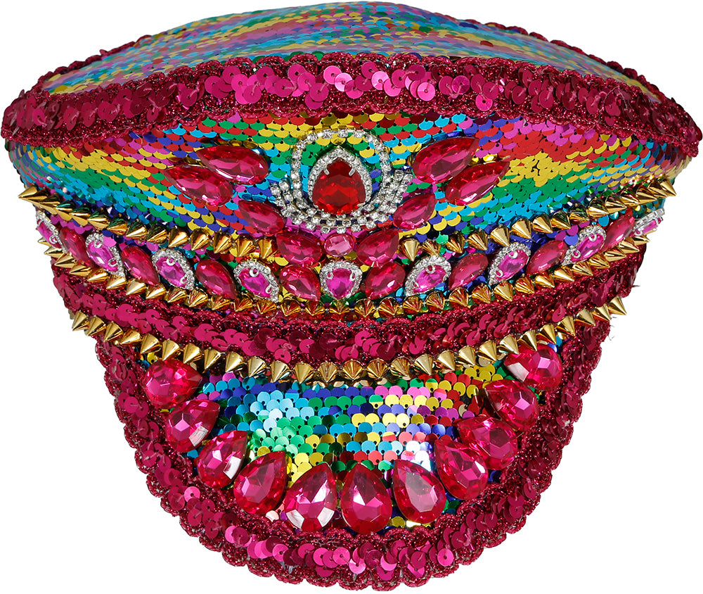 POLICE PINK HAT WITH MULTICOLOR STONES, ADULT
