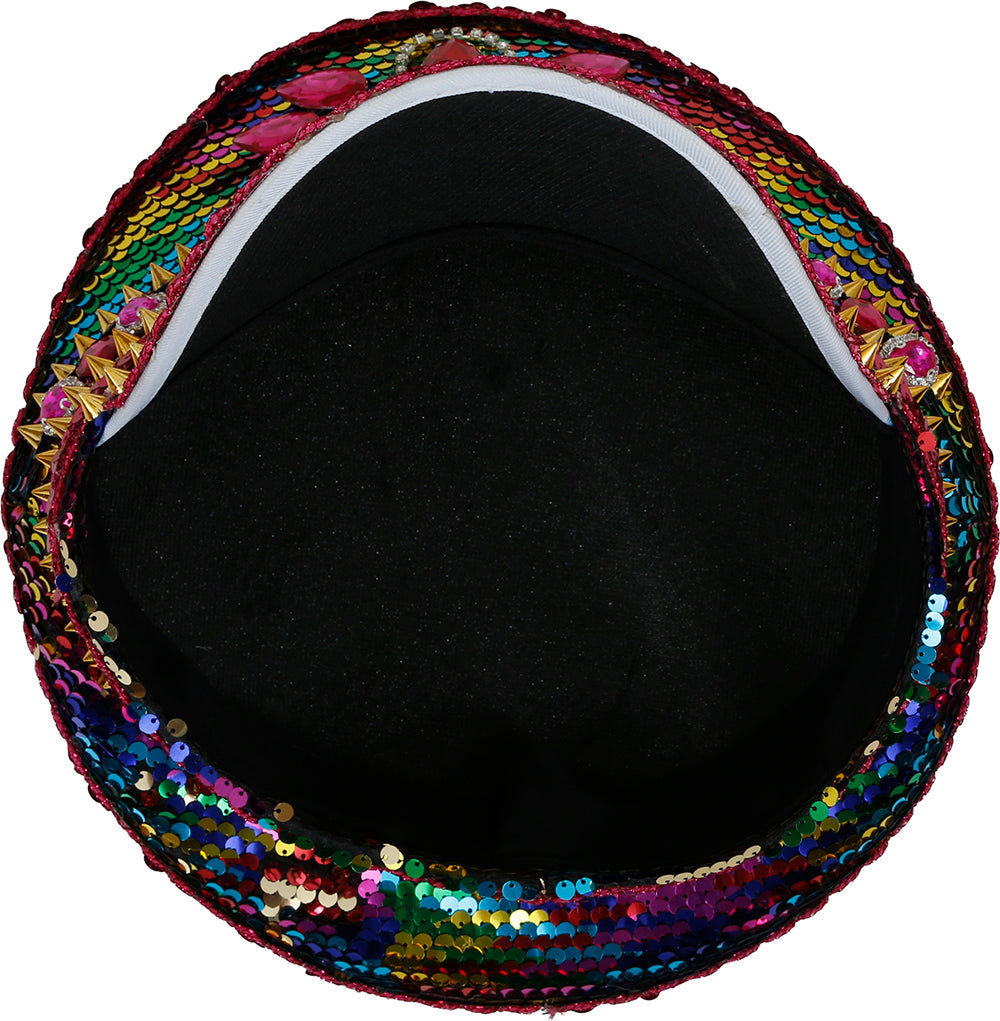 POLICE PINK HAT WITH MULTICOLOR STONES, ADULT