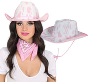 WHITE AND PINK COWBOY HAT, ADULT