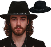 BLACK FELT COWBOY HAT WITH STUDS, ADULT