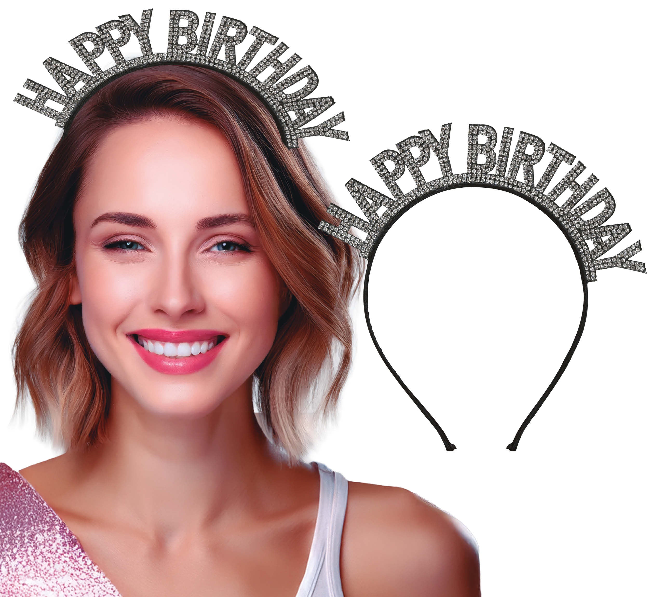 HAPPY BIRTHDAY SILVER HEADBAND