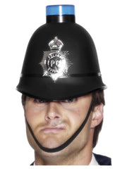 Police Helmet with Flashing Siren Light, Black - 1