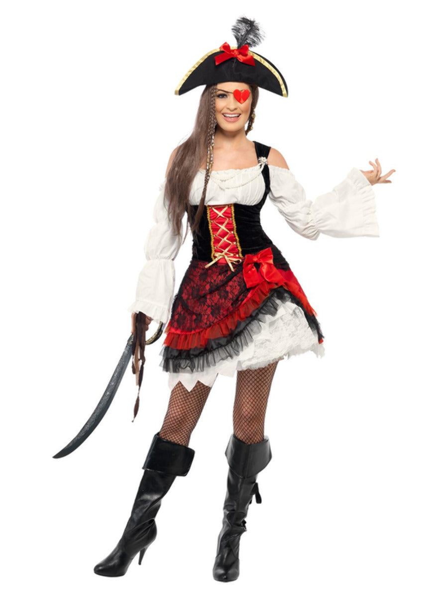 Glamorous Lady Pirate Costume, Red - 4
