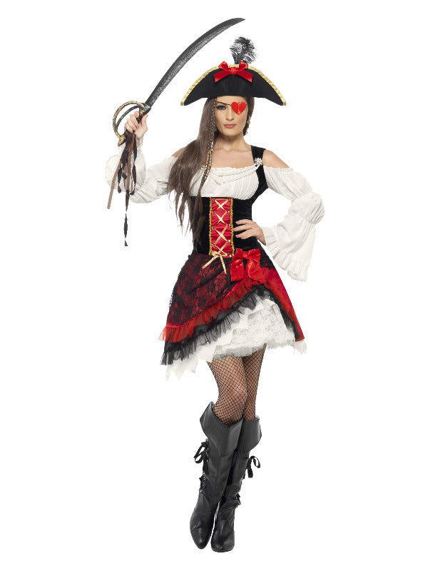 Glamorous Lady Pirate Costume, Red - 2