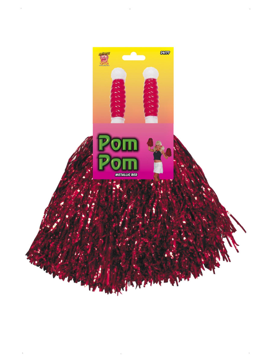 Pom Poms Metallic, Red - 3