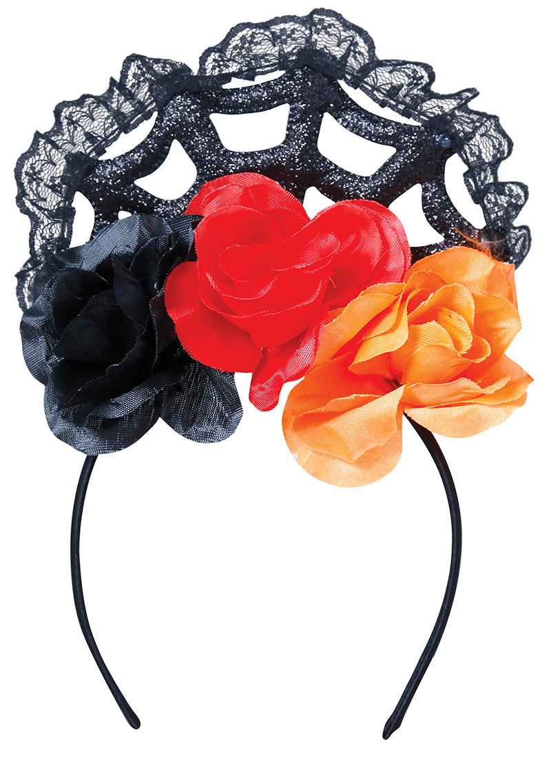 ORANGE/RED FLOWERS TIARA
