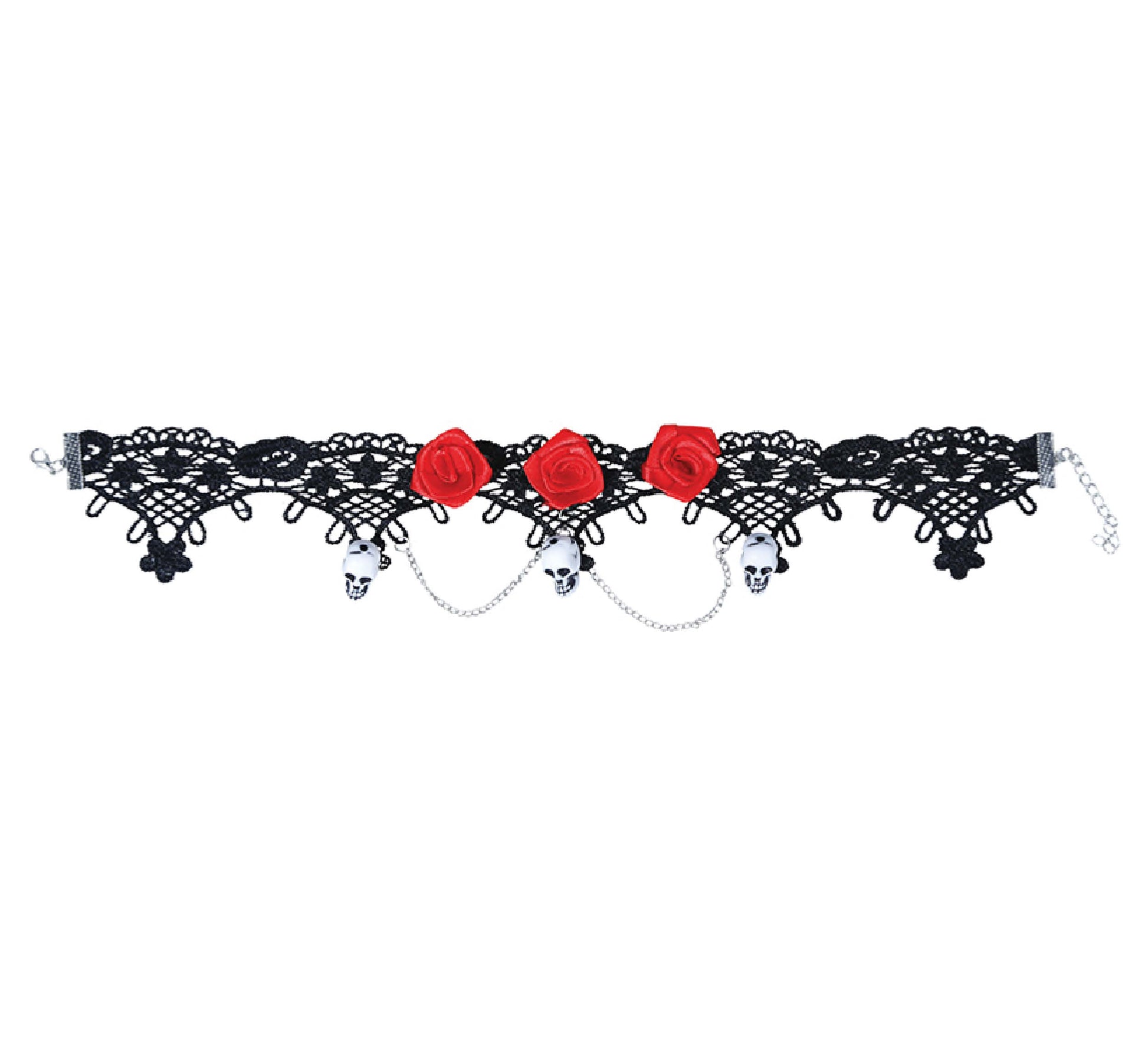 CHOKER WITH SKULLS AND ROSES