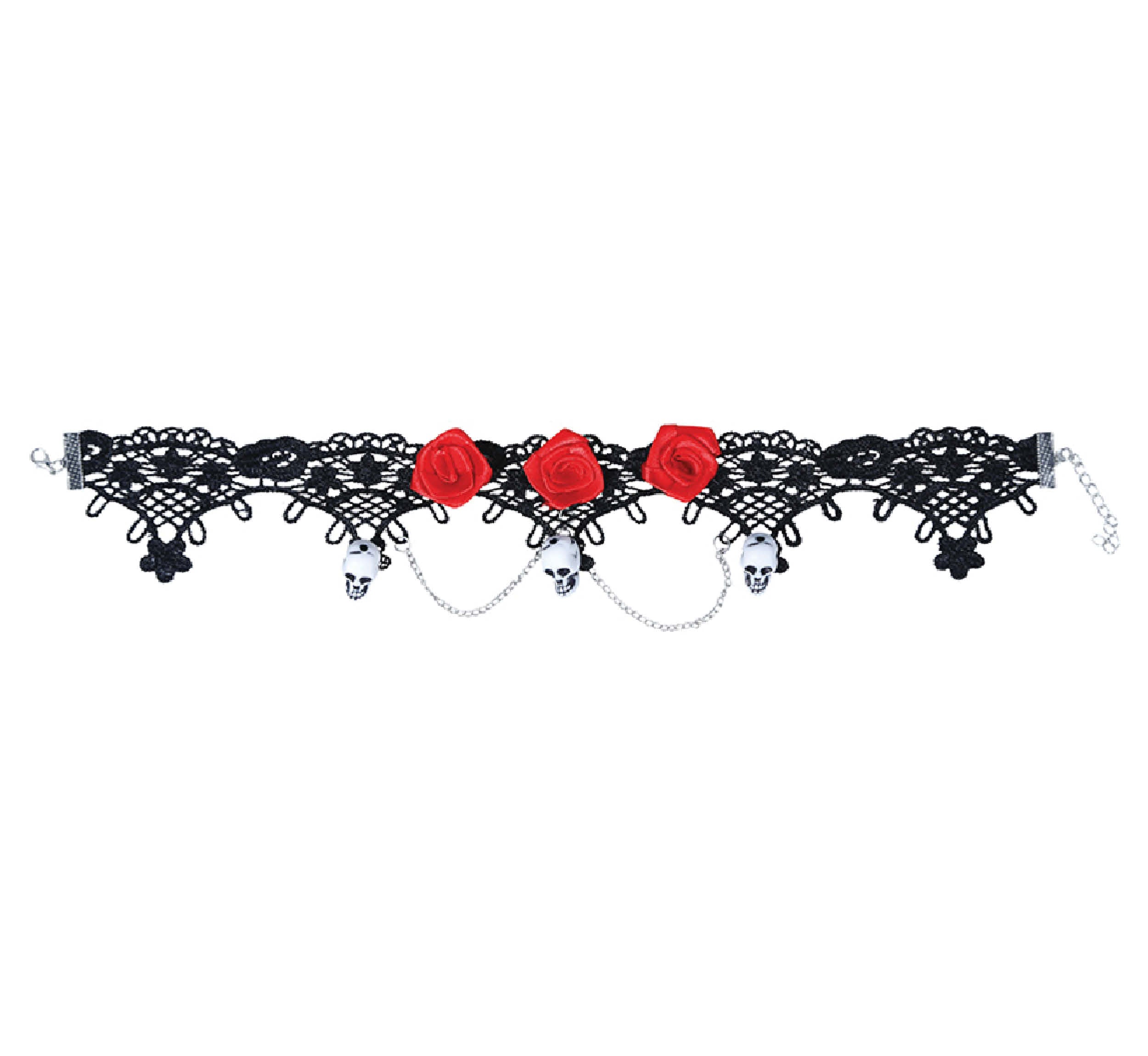 CHOKER WITH SKULLS AND ROSES