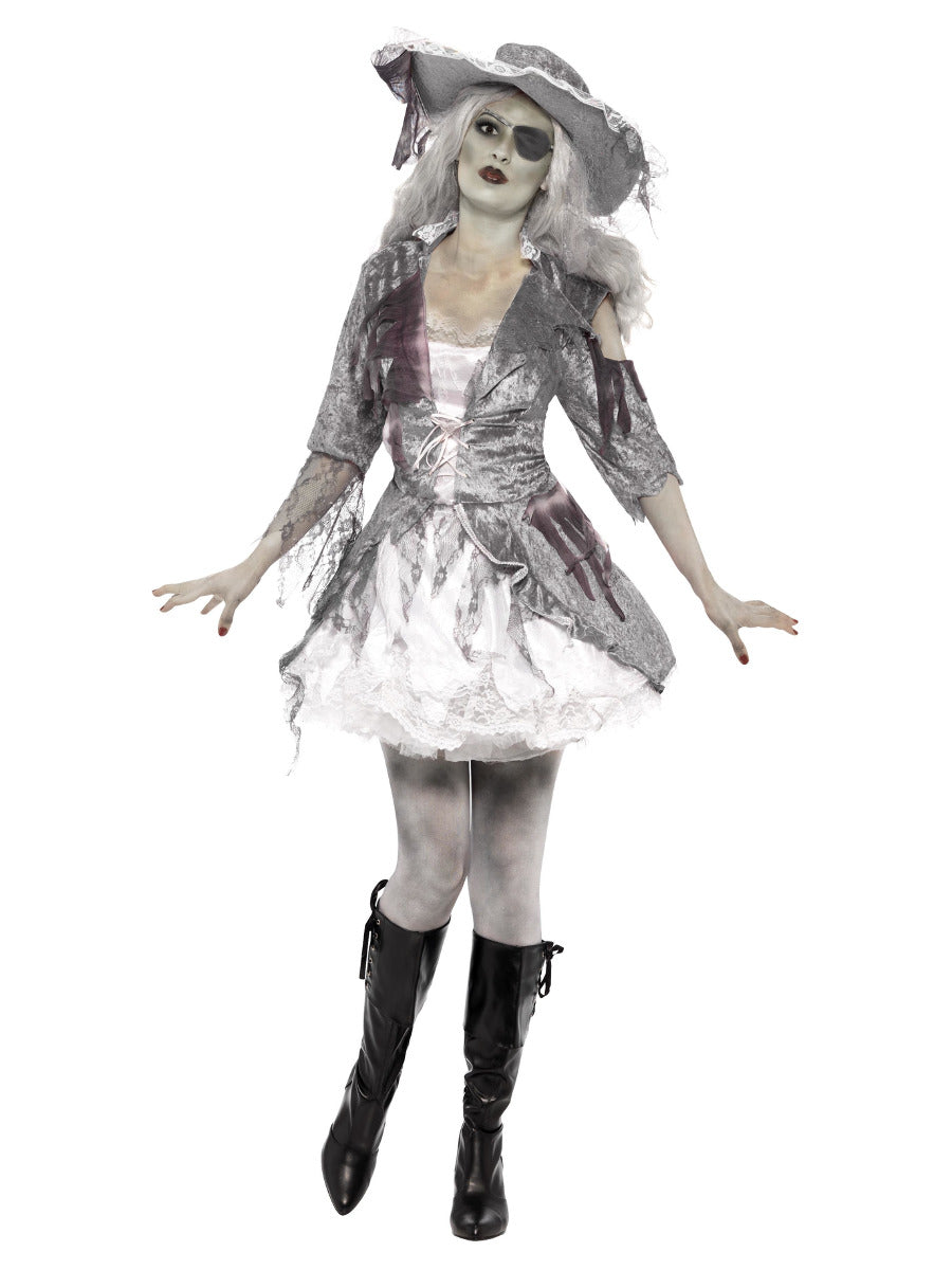 Deluxe Ghost Ship Pirate Treasure Costume, Grey - 1