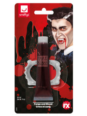 Smiffys Make-Up FX, Fangs & Blood, Red - 3