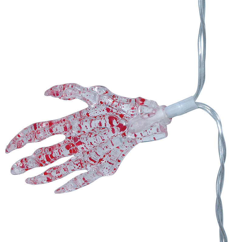 SKELETON HAND GARLAND 10 LEDS, 115 CMS., BATTERIES