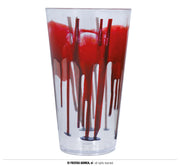 TRANSPARENT GLASS WITH BLOOD, 15 CMS.