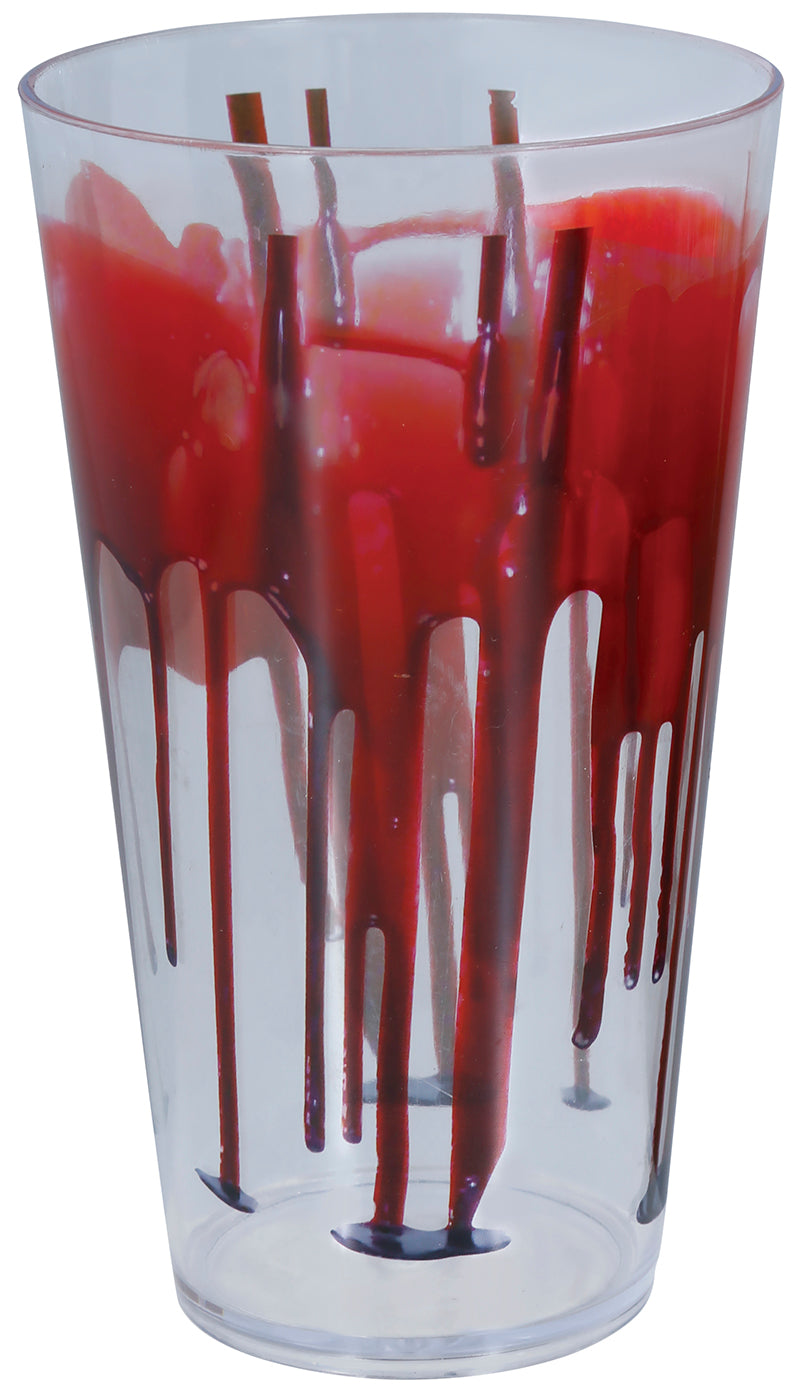 TRANSPARENT GLASS WITH BLOOD, 15 CMS.