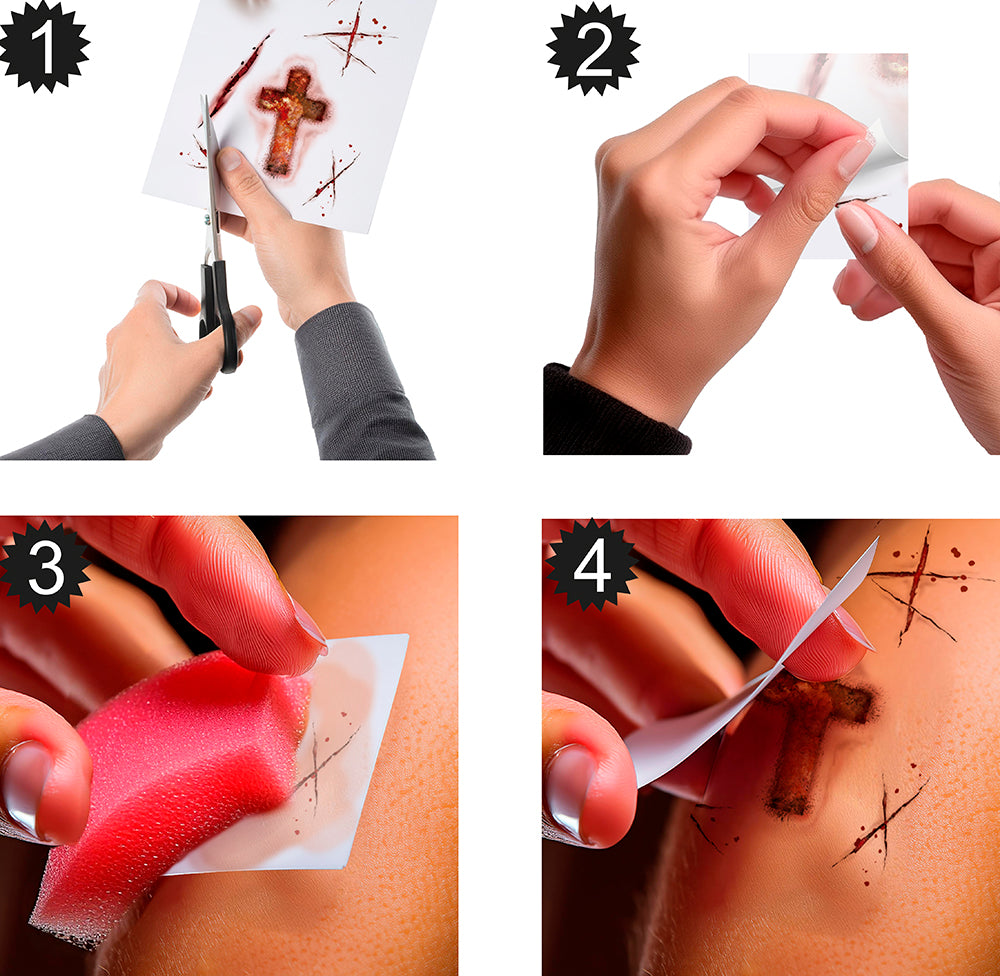 TATTOO STICKERS WOUNDS POSSESSED, 30X14 CMS