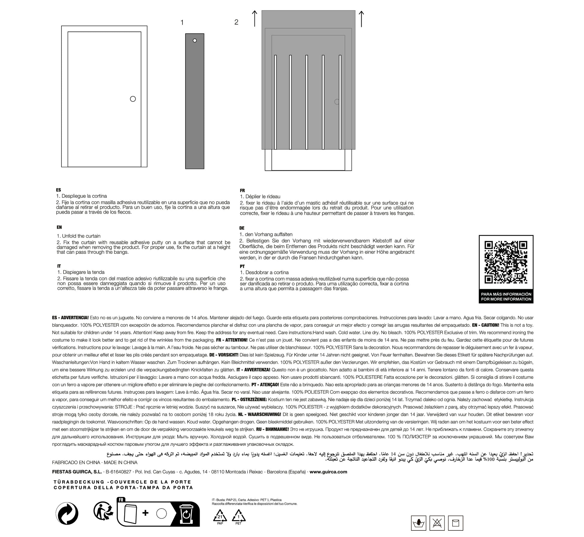 SCARY DOOR DECORATION, 80X180 CM