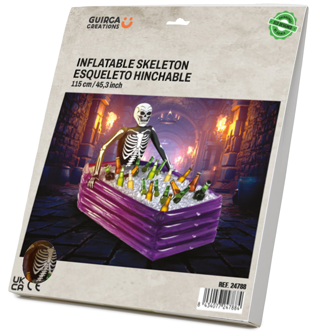 INFLATABLE FRIDGE SKELETON COFFIN, 100X35 CMS.