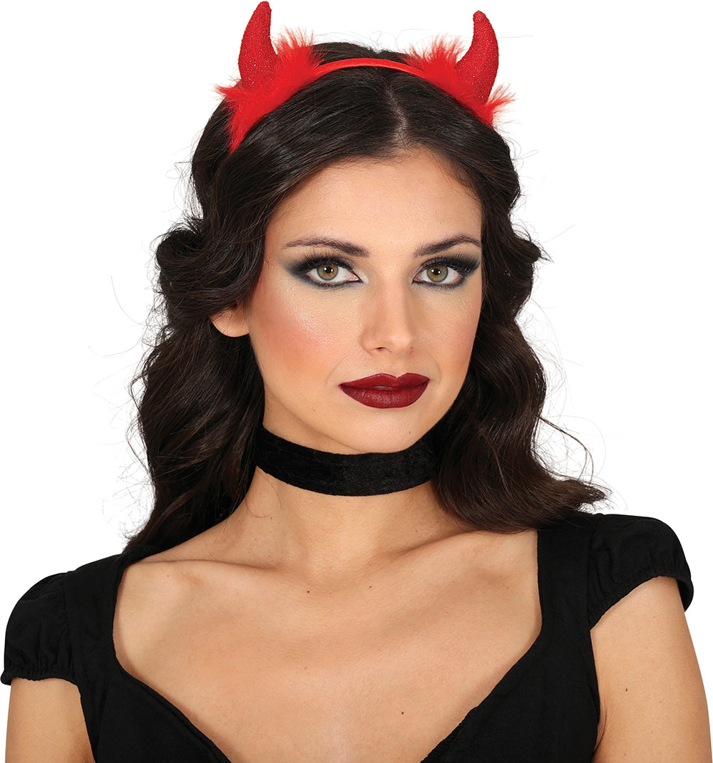 RED DEMON HEADBAND WITH FEATHER