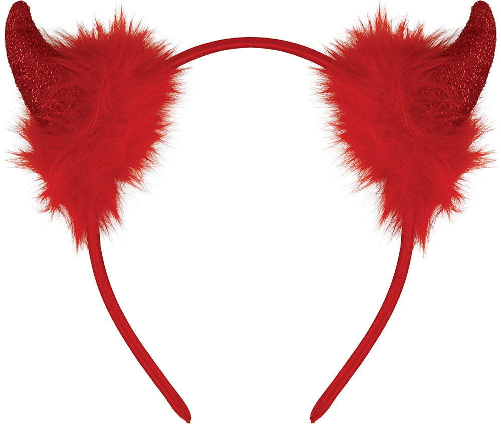 RED DEMON HEADBAND WITH FEATHER