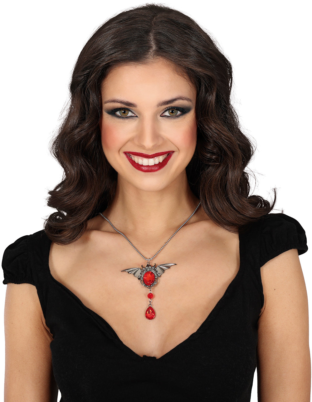 BAT NECKLACE WITH RUBY 8 CMS