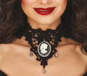 EMBROIDERED CHOKER WITH BUST MEDALLION
