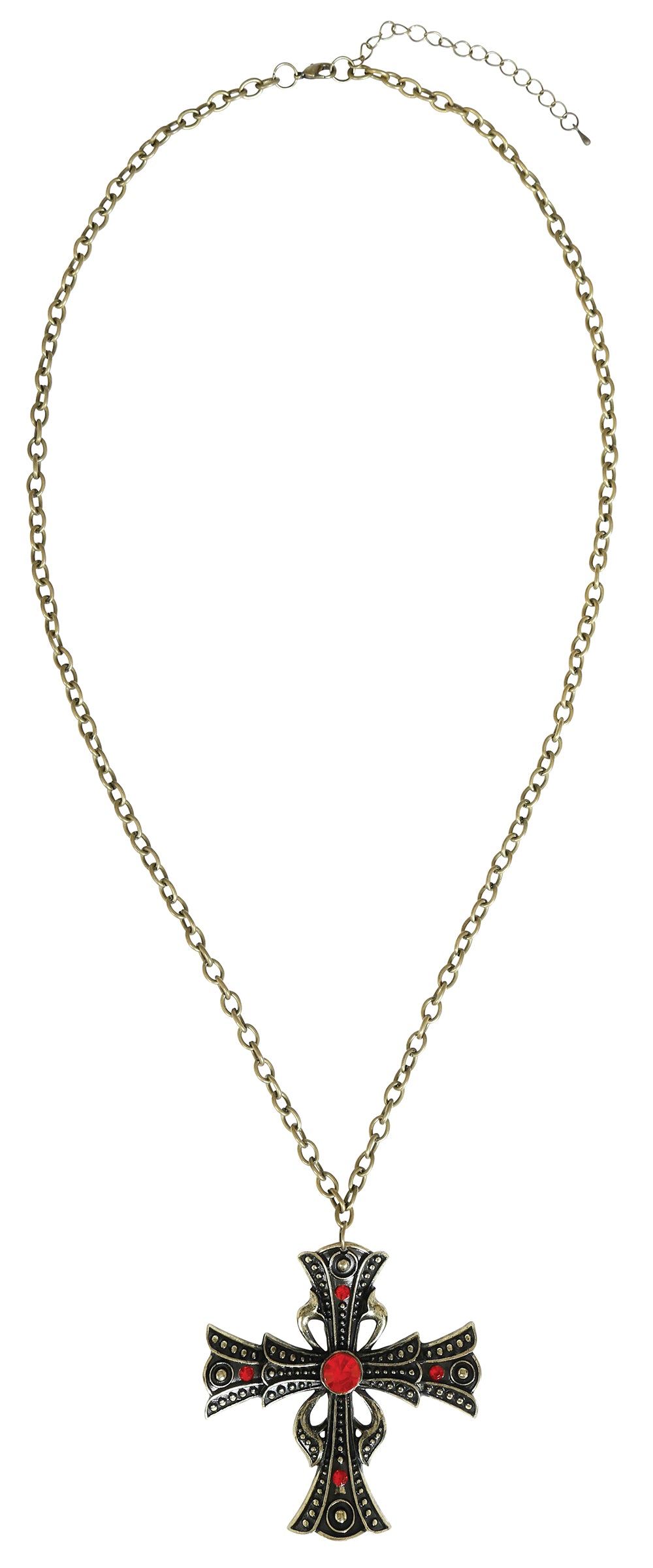 GOTHIC CROSS NECKLACE WITH RUBY 6 CM