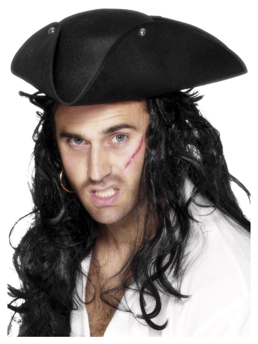 Pirate Tricorn Hat, Black - 1