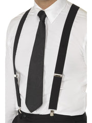 Black Elasticated Braces, Black 1