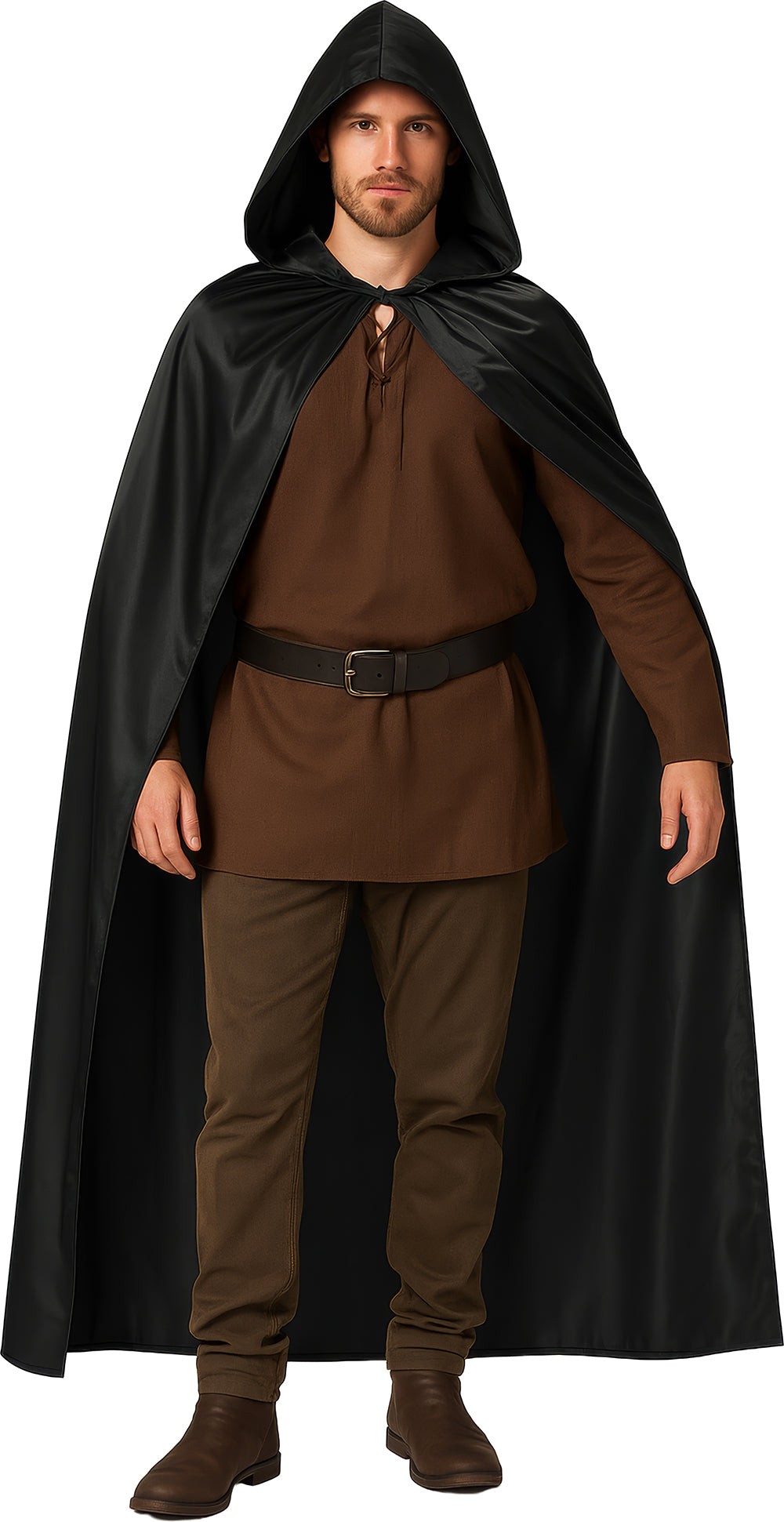 BLACK CAPE WITH HOOD 120 CMS